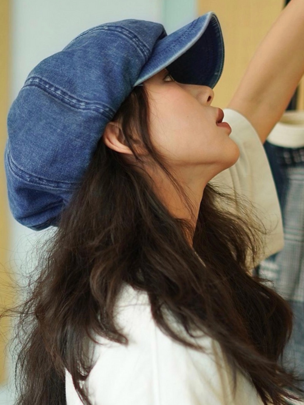 Cara Park slouchy Denim Newsboy Cap